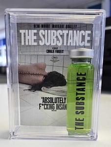 Image of The Substance Movie poster + Vial Replica