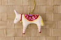 Image 3 of Little donkey handmade clay Christmas tree animal ornament with bell