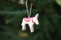 Image 4 of Little donkey handmade clay Christmas tree animal ornament with bell