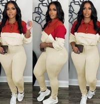 Half zip color block legging set