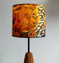 Image 1 of 'Mushrooms and Fungi' Drum Lampshade by Lily Greenwood (20cm, Table Lamp or Ceiling)