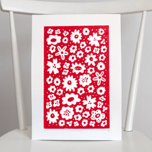 Sommarblommor (Limited Edition), Original Lino Art