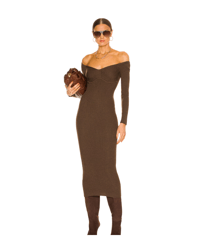 Image 1 of L'ACADEMIE BROWN RIBBED DRESS (S)
