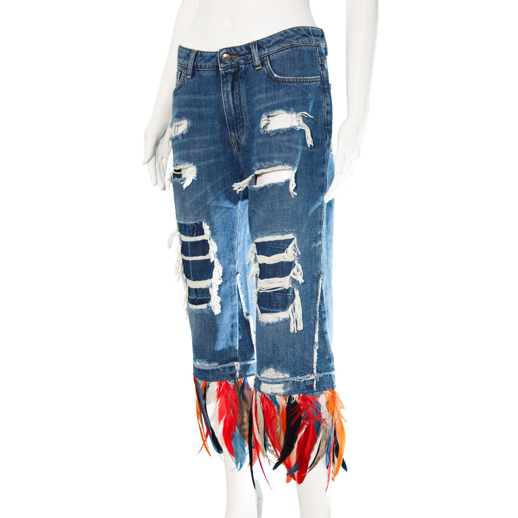 Image of Dolce & Gabbana Feather Capri Jeans