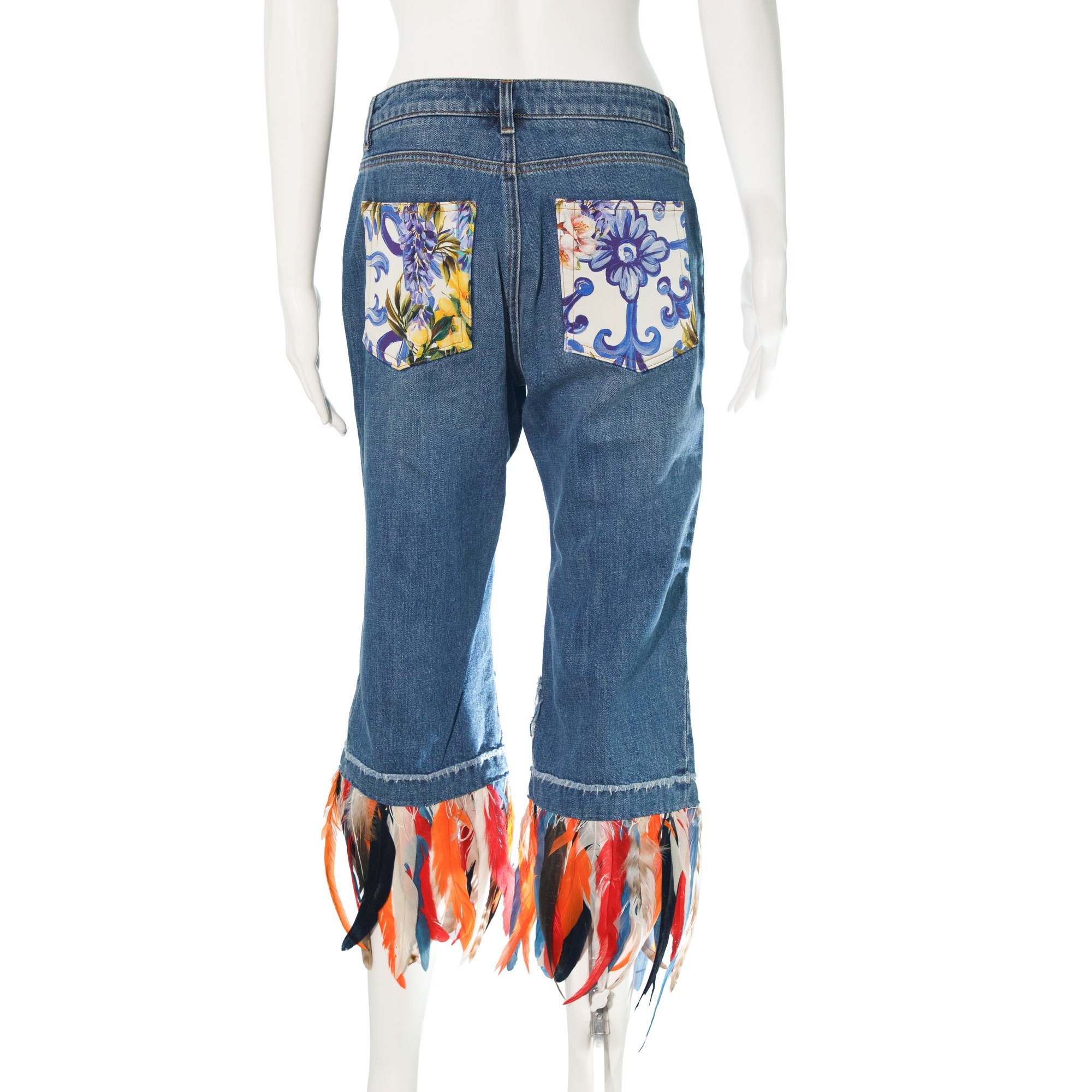 Image of Dolce & Gabbana Feather Capri Jeans