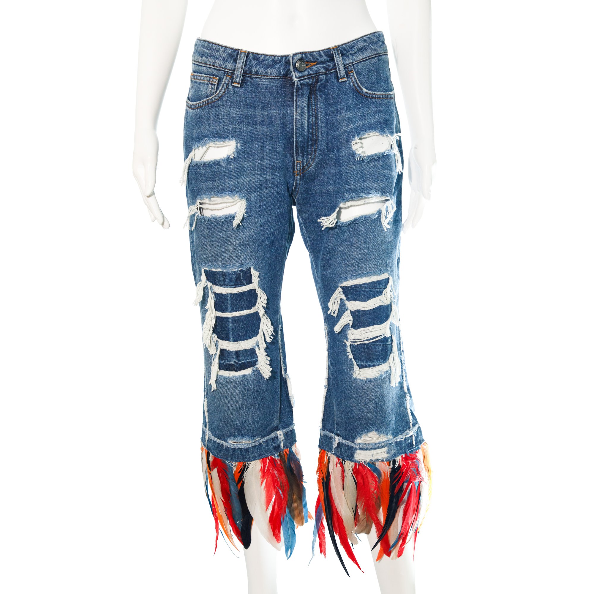 Image of Dolce & Gabbana Feather Capri Jeans