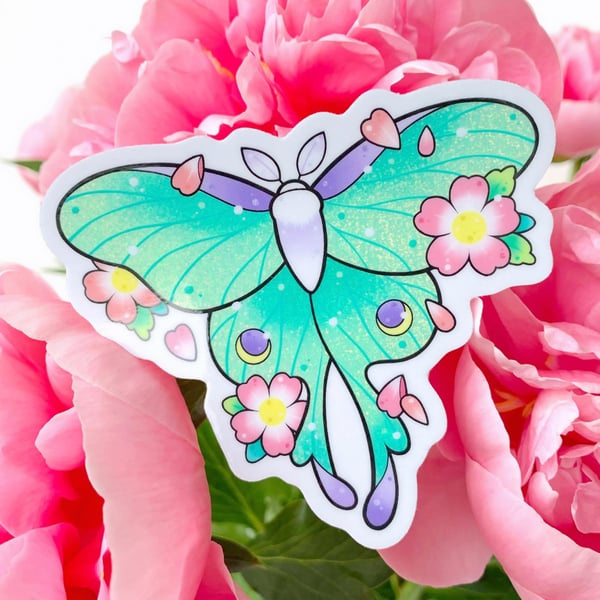 Image of GLITTER Luna Moth STICKER