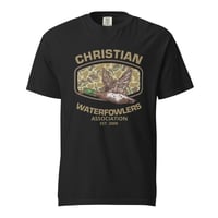 Image 1 of Christian Waterfowlers Flying Mallard Camo Unisex garment-dyed heavyweight t-shirt