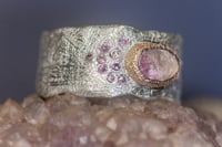 Image 2 of 'telos no.2' - Recycled silver and 9ct ring with tourmaline and pink sapphire