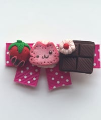 Image 2 of Strawberry Chocolate Kitty Hairclip