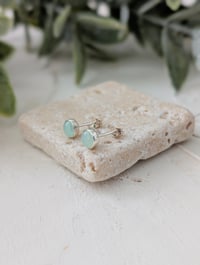 Image 1 of Aqua Chalcedony Stud Earrings