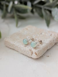 Image 2 of Aqua Chalcedony Stud Earrings