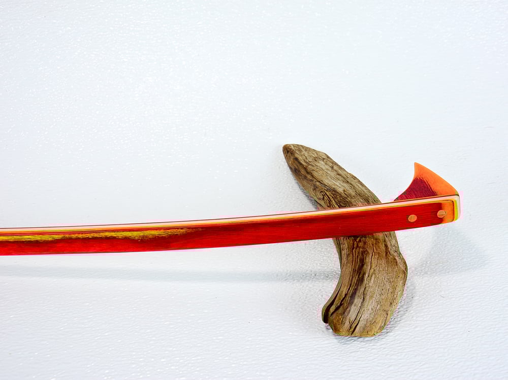 Image of Handmade Wooden Backscratcher made out of Spectraply Wood Tequila Sunrise