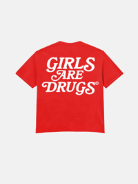 Image 2 of GIRLS ARE DRUGS® TEE - CHERRY RED / WHITE (CROPPED)