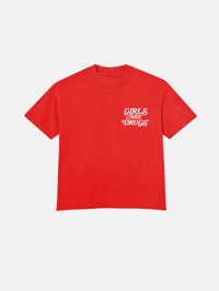 Image 1 of GIRLS ARE DRUGS® TEE - CHERRY RED / WHITE (CROPPED)