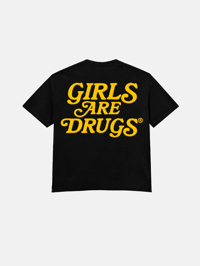 Image 2 of GIRLS ARE DRUGS® TEE - BLACK / YELLOW (CROPPED)