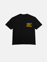 Image 1 of GIRLS ARE DRUGS® TEE - BLACK / YELLOW (CROPPED)