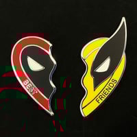 Image 1 of Deadpool & Wolverine Best Friends Heart Enamel Pin Set