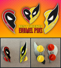 Image 3 of Deadpool & Wolverine Best Friends Heart Enamel Pin Set