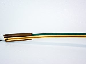 Image of Handmade Wooden Backscratcher of Pine and Walnut with Green stain on Spine