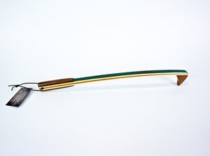 Image of Handmade Wooden Backscratcher of Pine and Walnut with Green stain on Spine