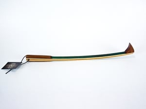 Image of Handmade Wooden Backscratcher of Pine and Walnut with Green stain on Spine