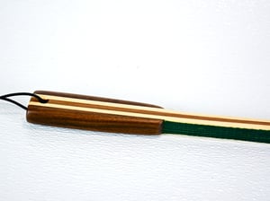 Image of Handmade Wooden Backscratcher of Pine and Walnut with Green stain on Spine