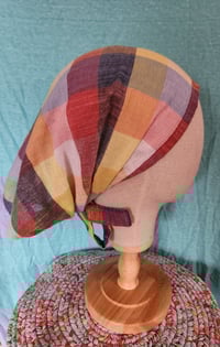 Image 1 of Linen Tichel in Colorful Plaid