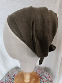Image 2 of Lace Trimmed Linen Cover in Olive