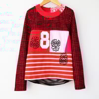 Image 1 of plaid red stripe flowers 8/10 8 eight eighth 8th bday birthday long sleeve party top shirt