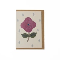 Image 1 of  Dual Design Card - Purple Flower on a Rainy Day