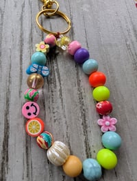 Image 2 of Colorful Spring inspired beaded purse charm keychain 