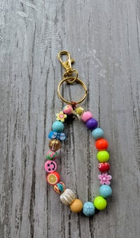 Image 1 of Colorful Spring inspired beaded purse charm keychain 