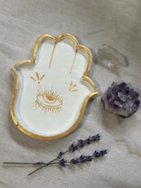 Image 1 of Hamsa Hand- Handmade clay tray or wall charm