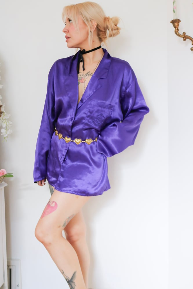 Image of Vintage 90s Victorias Secret Gold Label Rich Purple Sleep Shirt (Large)