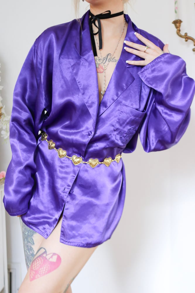 Image of Vintage 90s Victorias Secret Gold Label Rich Purple Sleep Shirt (Large)