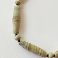 Image 5 of Tapered Tubes Necklace - Sage Green/Raku