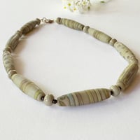 Image 1 of Tapered Tubes Necklace - Sage Green/Raku