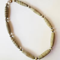 Image 3 of Tapered Tubes Necklace - Sage Green/Raku