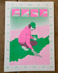 Image 1 of Bird Feeder Risograph Print