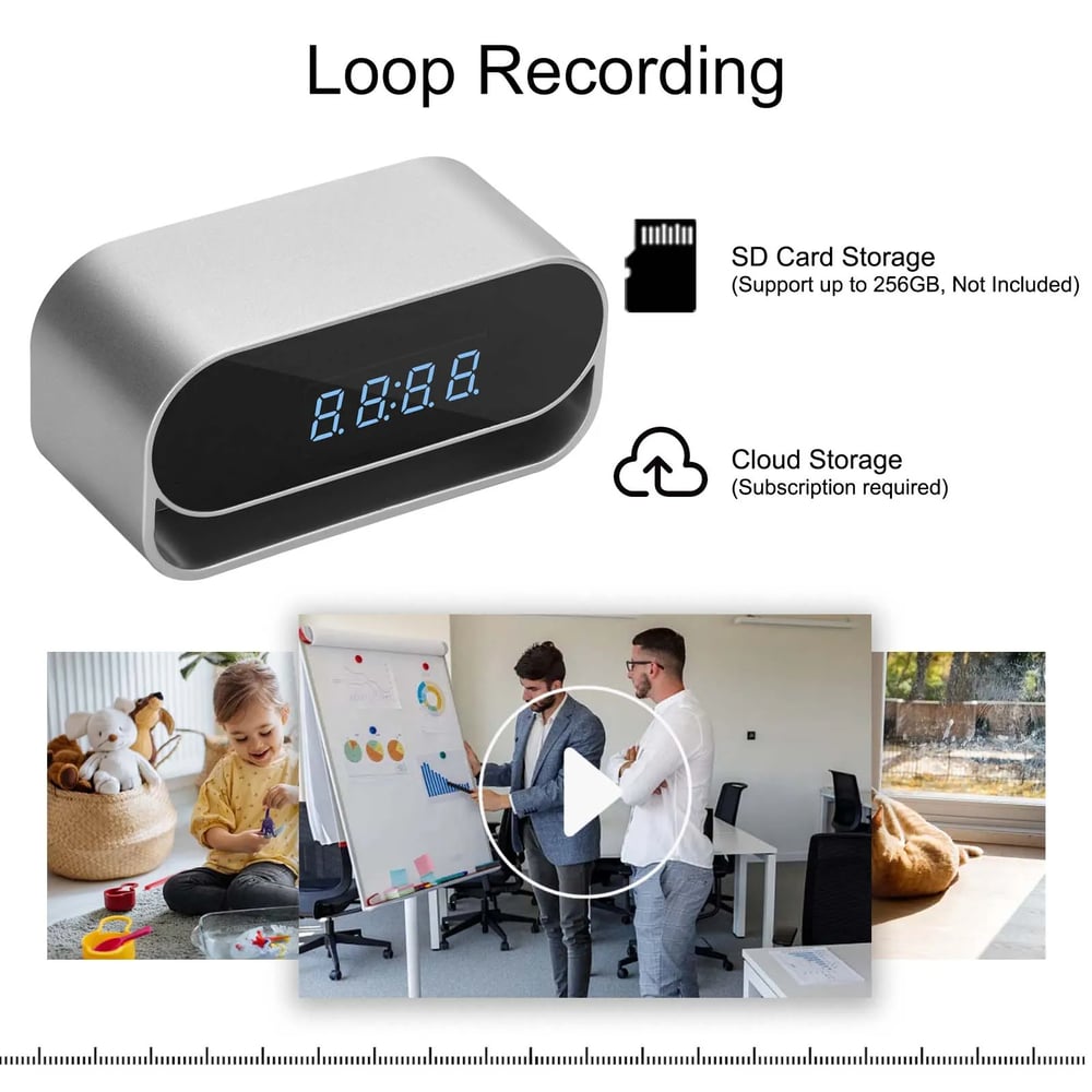 MSL 4K HD Camera Clock - Night Vision, Motion Detection, Remote View, Recording, Battery