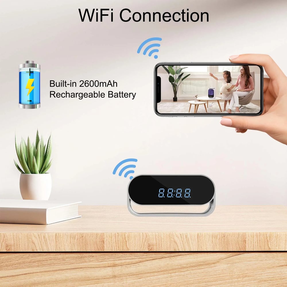 MSL 4K HD Camera Clock - Night Vision, Motion Detection, Remote View, Recording, Battery