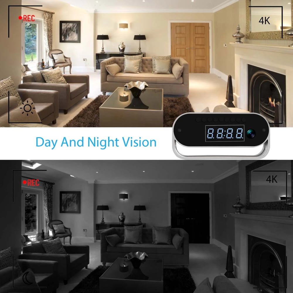 MSL 4K HD Camera Clock - Night Vision, Motion Detection, Remote View, Recording, Battery