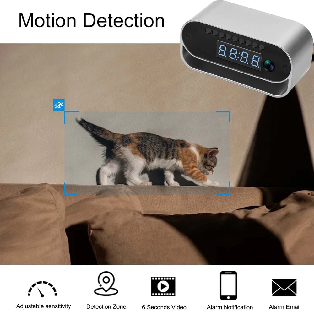 MSL 4K HD Camera Clock - Night Vision, Motion Detection, Remote View, Recording, Battery