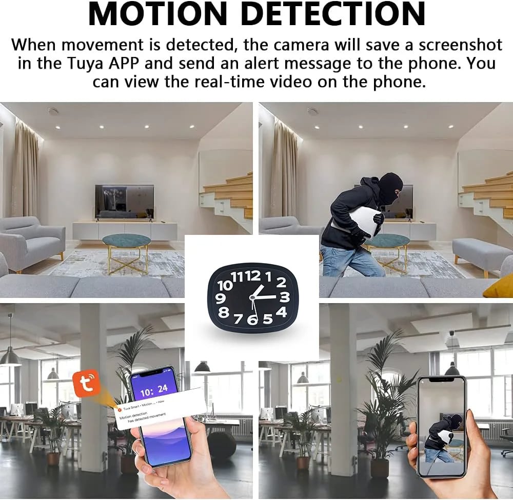 MSL Tuya FHD Wireless Clock Camera 1080P with Motion Detection & WiFi Home Security