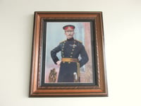 Image 1 of Antique Military Portrait Art Print, Major General A Fitzroy Hart, in Vintage Wooden Frame 