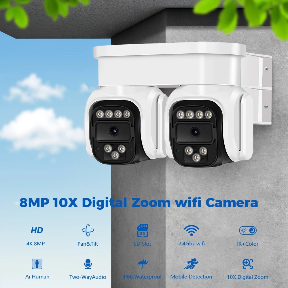 MSL 8MP HD Dual Camera WiFi with AI Human Detection & 10X Zoom