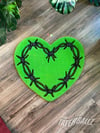 Barbed Wire Heart Rug (Lime Green)