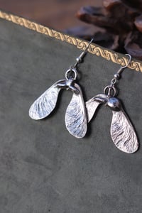 Image 1 of Orecchini con vere disamare di acero rivestite in argento 
