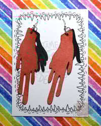 Image 4 of Red Hand Earrings - Large